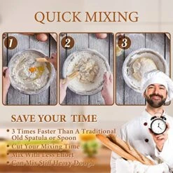 Danish Dough Whisk Large Hand Mixer - 2 Pack Large 13” Stainless Steel Wooden Danish Whisk With 2 Dough Scraper - Dutch Style Artisan Blender For Bread, Batter, Cake, Pastry - Gift For Bakers -Peugeot Shop 51aOF8cDPjL