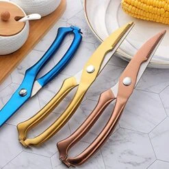 Kitchen Scissors, Heavy Duty Kitchen Shears, Multipurpose Stainless Steel Sharp Cooking Scissors For Chicken, Poultry, Fish, Meat, Herbs (GOLD) -Peugeot Shop 51aVOGCmc0S
