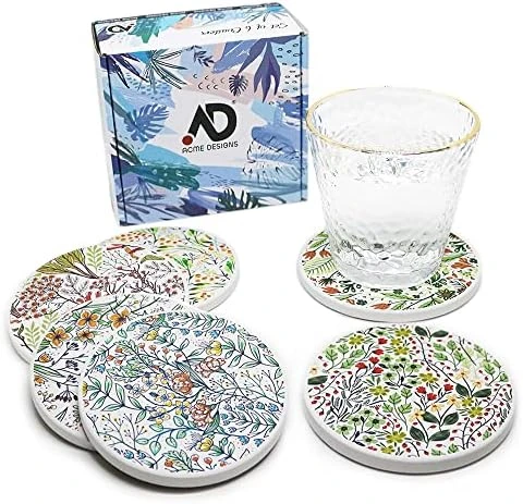 Set Of 6 Coasters For Drinks Absorbing Round Ceramic Stone Coaster With Cork Base,Tabletop Protection Mat For Mugs And Cups,Office,Kitchen (Colorful Series) 5 Set Of 6 Coasters For Drinks Absorbing Round Ceramic Stone Coaster With Cork Base,Tabletop Protection Mat For Mugs And Cups,Office,Kitchen (Colorful Series) - Image 5