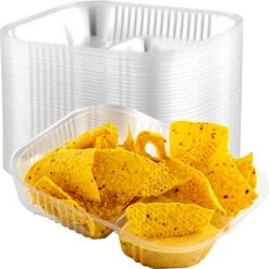 I-Spill, Large 6x8 Inch Plastic Nacho Trays 25 Pack. Reusable 2 Compartment Boats Great For Dips, Snacks, Fair Foods. Portable Nacho Chip Holders For School Carnivals, Parties, Concession Stands