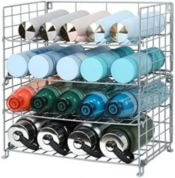 X-cosrack Adjustable Water Bottle Organizer,4-Tier Wall-Mounted Water Bottle Holder, Stackable Water Bottle Storage Rack For Kitchen Countertops,Pantry, Cabinet,Large(Patent No.:US D950,280 S) -Peugeot Shop 51ahVQ65fxL. AC