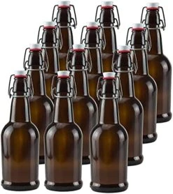 16 Ounce Clear Glass Flip Top Beer Bottles For Brewing - Beer, Kombucha, Soda, Juice - 12 Pack Glass Bottle For Fermentation, Storage, Drinking | A Family-Owned American Brand -Peugeot Shop 51aiNebUNYL. AC