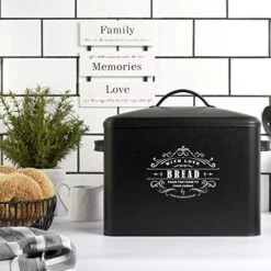 Extra Large Black Bread Box - Bread Boxes For Kitchen Counter Holds 2+ Loaves For All Your Bread Storage - Bread Container Counter Organizer To Suit Farmhouse Kitchen Decor, Vintage Kitchen, Rustic (Bread Box) 11 Extra Large Black Bread Box - Bread Boxes For Kitchen Counter Holds 2+ Loaves For All Your Bread Storage - Bread Container Counter Organizer To Suit Farmhouse Kitchen Decor, Vintage Kitchen, Rustic (Bread Box) -Peugeot Shop 51ak8vgYEHL