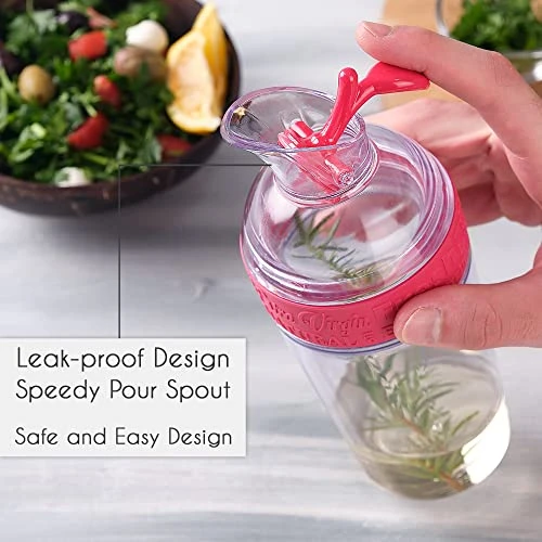 Oil Dispenser Bottle, Vinegar Cruet With Pourer, Kitchen Oil Container With Spout For Cooking Olive Oil Vegetable Oil Balsamic Vinegar, Plastic Oil Holder With Rubber Cap, Easy Refill, Red 3 Oil Dispenser Bottle, Vinegar Cruet With Pourer, Kitchen Oil Container With Spout For Cooking Olive Oil Vegetable Oil Balsamic Vinegar, Plastic Oil Holder With Rubber Cap, Easy Refill, Red - Image 3