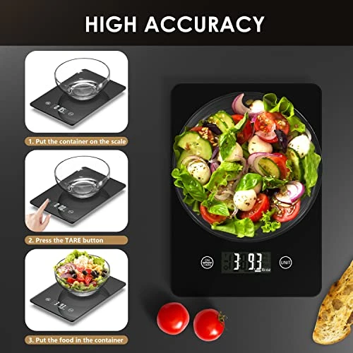 Digital Food Kitchen Scale, 22lb Weight Multifunction Scale Measures In Grams And Ounces For Cooking Baking, 1g/0.1oz Precise Graduation, Stainless Steel And Tempered Glass… 5 Digital Food Kitchen Scale, 22lb Weight Multifunction Scale Measures In Grams And Ounces For Cooking Baking, 1g/0.1oz Precise Graduation, Stainless Steel And Tempered Glass… - Image 5