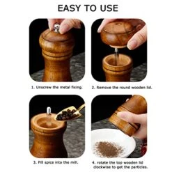 Wooden Pepper Grinder Pepper Mill, Coarseness Adjustable Peppermill, Refillable Salt Mill, Ceramic Grinding Mechanism - 5inch Tall -Peugeot Shop 51apmozA4qL