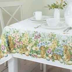 Ming Bunnies Fabric Easter Tablecloth, Spillproof Indoor/Outdoor Spring And Easter Table Cloth (Blooming Bunnies, 60" X 120" Rectangular) -Peugeot Shop 51ar6cLW6hL