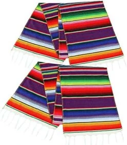 2 Pack Mexican Serape Table Runners 14 X 84 Inch For Mexican Party Wedding Decorations Outdoor Picnics Dining Table, Fringe Cotton Handwoven Table Runner -Peugeot Shop 51are774CvL. AC