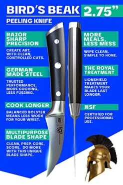 Tourne Peeling Paring Knife - 2.75" - Gladiator Series Elite - Forged German High-Carbon Steel - Sheath Included - NSF Certified -Peugeot Shop 51asI5ZyNwL