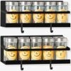 BRONYPRO Magnetic Spice Rack, 2 Pack Magnetic Shelf For Refrigerator, Large Spice Rack, Space Saver For Small Kitchen, Hanging Magnetic Storage With 4 Hooks, For Spices, Plates, Books, Plants（Black）