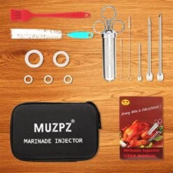 Stainless Steel Meat Injector Kit, Meat Injector Syringe With Needles, Seasoning Injector Marinades For Meats, MUZPZ Turkey Injector Marinade Flavors For BBQ Grill Smoker Christmas Gifts -Peugeot Shop 51awyEvlyZL