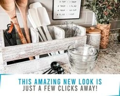 Farmhouse Utensil Organizer For Kitchen Countertop - Wooden Utensil Crock With 3 Large Storage Compartments & Hanging Option - Rustic Spatula Holder Caddy In Distressed White - Size 10 Farmhouse Utensil Organizer For Kitchen Countertop - Wooden Utensil Crock With 3 Large Storage Compartments & Hanging Option - Rustic Spatula Holder Caddy In Distressed White - Size -Peugeot Shop 51b0i0IDeaL