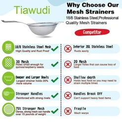 9" Large Mesh Strainer, Stainless Steel 18/8 Extra Fine Quinoa Sieve, With Solid Sturdy Handle, Flour Filter With Wider Hook 7 9" Large Mesh Strainer, Stainless Steel 18/8 Extra Fine Quinoa Sieve, With Solid Sturdy Handle, Flour Filter With Wider Hook -Peugeot Shop 51b5qjCrvAL