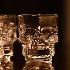 Skull Face Heavy Base Whiskey Shot Glasses, Set Of 6, Party Home And Entertainment Dining Beverage Drinking Glassware For Brandy, Liquor, Bar Decor, Jello Cups, 1.75 Oz, Clear -Peugeot Shop 51bAZgKVbnL