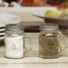 Honey Bee Mason Jar Mug Salt And Pepper Shakers With Glass Handles And Metal Lids, Set Of 2, 5 Oz