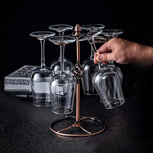 Wine Glass Rack, Countertop Wine Glass Holder, Elegant Freestanding Tabletop Stemware Storage Rack/Wine Glass Stand Racks Holder With 6 Hooks Kitchen Glasses Accessories For Home Bar Storage, Stemware Racks, Bronze 2 Wine Glass Rack, Countertop Wine Glass Holder, Elegant Freestanding Tabletop Stemware Storage Rack/Wine Glass Stand Racks Holder With 6 Hooks Kitchen Glasses Accessories For Home Bar Storage, Stemware Racks, Bronze - Image 2