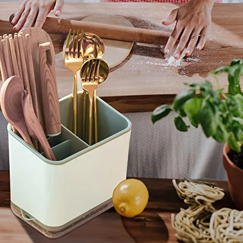 Utensil Holder Cutlery Drainer Sink Caddy, Chopsticks Holder Spoon Chopsticks Fork Drain Rack Basket Storage Holder Organizer Compartment Box-Grey 7 Utensil Holder Cutlery Drainer Sink Caddy, Chopsticks Holder Spoon Chopsticks Fork Drain Rack Basket Storage Holder Organizer Compartment Box-Grey - Image 7