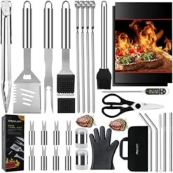 31PC Heavy Duty BBQ Grilling Accessories Grill Tools Set - Stainless Steel Grilling Kit With Storage Bag For Camping, Tailgating - Perfect Barbecue Utensil Gift For Men Women -Peugeot Shop 51bFVs44CQL. AC