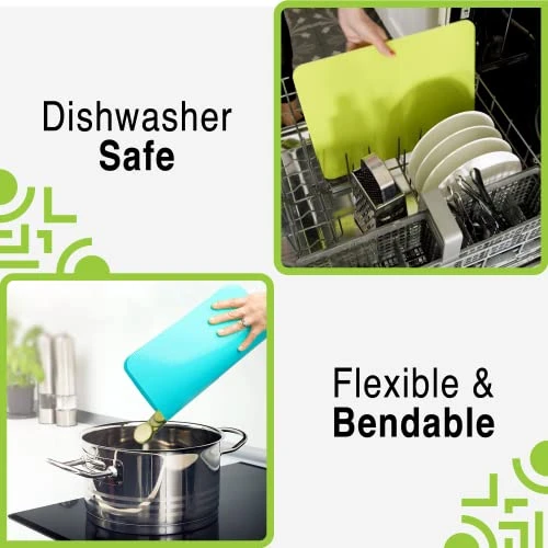 Plastic Cutting Boards For Kitchen - Color Coded Chopping Board Set - Flexible Cutting Mats For Meat & Vegetables - Dishwasher Safe, Non-Slip, BPA Free (8-Pack Multicolor, Mixed Size) 5 Plastic Cutting Boards For Kitchen - Color Coded Chopping Board Set - Flexible Cutting Mats For Meat & Vegetables - Dishwasher Safe, Non-Slip, BPA Free (8-Pack Multicolor, Mixed Size) - Image 5