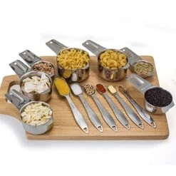 13-piece Measuring Cups And Spoons Set, 18/8 Stainless Steel Heavy Duty Ergonomic Handle With Ring Connector, Silver 19 13-piece Measuring Cups And Spoons Set, 18/8 Stainless Steel Heavy Duty Ergonomic Handle With Ring Connector, Silver -Peugeot Shop 51bOCVTd7EL