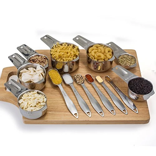 13-piece Measuring Cups And Spoons Set, 18/8 Stainless Steel Heavy Duty Ergonomic Handle With Ring Connector, Silver 5 13-piece Measuring Cups And Spoons Set, 18/8 Stainless Steel Heavy Duty Ergonomic Handle With Ring Connector, Silver - Image 5