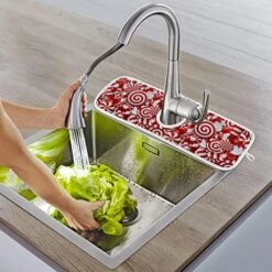 2 Pack Xmas Soldier Kitchen Faucet Drying Mat 15''x 6'' Dish Drain Drying Pad Christmas Nutcrackers Absorbent Splash Guard Behind Faucet Drip Catcher Protectors For Sink Bar Bathroom -Peugeot Shop 51bOQnH3eXL. AC