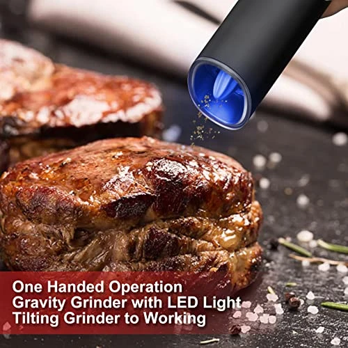 Gravity Electric Salt Or Pepper Grinder, Battery Operated Automatic Pepper Mill With LED Light, Adjustable Coarseness (Black-1 Pack) 5 Gravity Electric Salt Or Pepper Grinder, Battery Operated Automatic Pepper Mill With LED Light, Adjustable Coarseness (Black-1 Pack) - Image 5