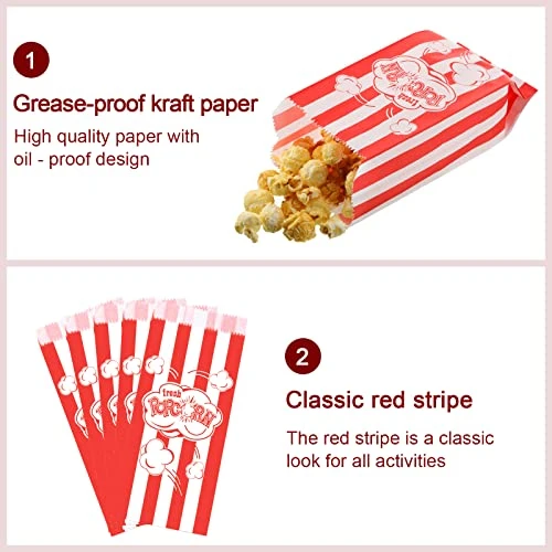 300 Pieces Paper Popcorn Bags 1 Oz Nostalgic Red And White Striped Individual Popcorn Box Containers Disposable Popcorn Holder For Business Home Carnival Movie Party Supplies 3 300 Pieces Paper Popcorn Bags 1 Oz Nostalgic Red And White Striped Individual Popcorn Box Containers Disposable Popcorn Holder For Business Home Carnival Movie Party Supplies - Image 3