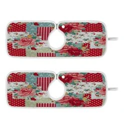 The Rose Rose Kitchen Faucet Absorbent Mat Red Floral Check Sink Splash Guard Faucet Handle Drip Catcher Mat Fast Drying Water Splash Mats Countertop Pad 2pcs