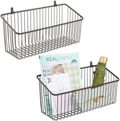 MDesign Small Metal Wire Wall Mounted Storage Organizer Basket Bin For Hanging In Kitchen, Garage, Entryway, Mudroom, Bedroom, Bathroom, Laundry Room - Unity Collection - 4 Pack - Black -Peugeot Shop 51bZY2Gr7vL. AC