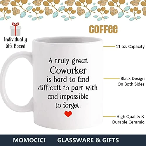 Coworker Gifts 11 OZ Coffee Mug.A Truly Great Coworker Is Hard To Find And Impossible To Forget.Appreciation,Going Away,Farewell, Leaving Cup For Coworker Colleague Boss(White) 2 Coworker Gifts 11 OZ Coffee Mug.A Truly Great Coworker Is Hard To Find And Impossible To Forget.Appreciation,Going Away,Farewell, Leaving Cup For Coworker Colleague Boss(White) - Image 2