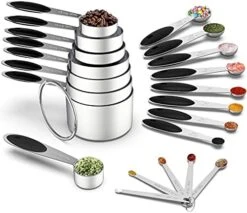 Measuring Cups & Spoons Set Of 21 - Wildone Stainless Steel Measuring Cups And Spoons With Colored Silicone Handle, 8 Nesting Metal Cups, 8 Spoons & 5 Mini Spoons, For Dry And Liquid Ingredient -Peugeot Shop 51bu2uZEiLS. AC