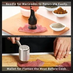 ChefVille MT02 2-in-1 Meat Tenderizer Tool, Meat Mallet, Meat Tenderizer Hammer For BBQ, Chicken, Steak, Fish -Peugeot Shop 51bwZWKdbPL