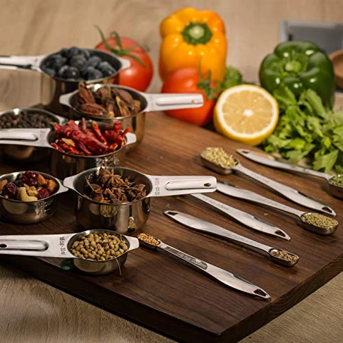Ueasuring Cups And Spoons Set Of 13, Heavy Duty 18/8 Stainless Steel Ergonomic Handle Measuring Spoons & Cups With Ring Connector 3 Ueasuring Cups And Spoons Set Of 13, Heavy Duty 18/8 Stainless Steel Ergonomic Handle Measuring Spoons & Cups With Ring Connector - Image 3