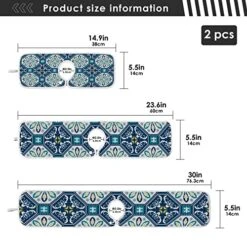 Sink Splash Guard Behind Faucet Mat For Kitchen Sink Drain Mat Faucet Handle Drip Catcher Tray For Bathroom 24 Inch Dish Drying Mat Blue Boho Microfiber Pack Of 2