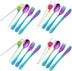 Kids Silverware, Poylim Stainless Steel Children Flatware Set, Toddler Utensils Set Of 2, Rainbow -Peugeot Shop 51cGHUeXKUL. AC