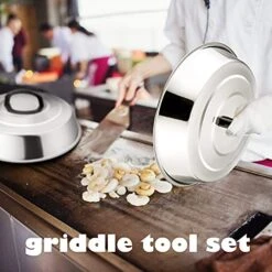 Cheese Melting Dome Set Of 2, Leonyo 12" Metal Steam Basting Cover For Griddle Grill, Stainless Steel Griddle Accessories For BBQ Flat Top Kitchen Cooking Hamburger, Dishwasher Safe, Heat Proof Handle -Peugeot Shop 51cIsIKJK1S