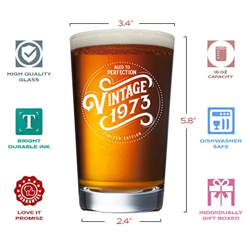 50th Birthday Gifts For Men Women - 1973 Vintage 16 Oz Beer Glass - 50 Year Old Gifts For Mens 50th Birthday Gifts Ideas - 50th Birthday Decorations For Men Turning 50 Years Old 3 50th Birthday Gifts For Men Women - 1973 Vintage 16 Oz Beer Glass - 50 Year Old Gifts For Mens 50th Birthday Gifts Ideas - 50th Birthday Decorations For Men Turning 50 Years Old - Image 3