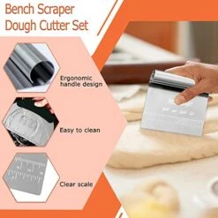 Bench Scraper Dough Pastry Pizza Cutter Dough Scraper Tool Kitchen Food Scraper Stainless Steel With Handle For Butter Cookie Dough Vegetable -Peugeot Shop 51cTs1Bkt0L