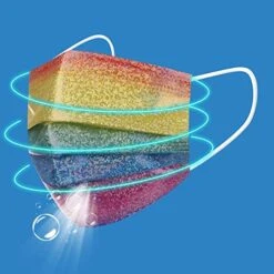 50 Packs Glitter Disposable Face_masks For Adult Women Paper Masks Bling Sparkly Patterned Cute Coloured Party Printed 3-layer Breathable Face Cover Spring Summer -Peugeot Shop 51cUq69DmBL