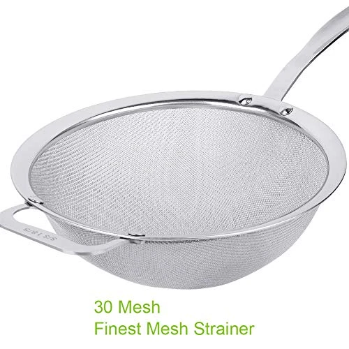 9" Large Mesh Strainer, Stainless Steel 18/8 Extra Fine Quinoa Sieve, With Solid Sturdy Handle, Flour Filter With Wider Hook 2 9" Large Mesh Strainer, Stainless Steel 18/8 Extra Fine Quinoa Sieve, With Solid Sturdy Handle, Flour Filter With Wider Hook - Image 2