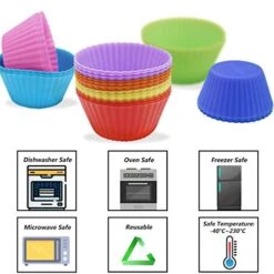 24 Pack Silicone Baking Cups Reusable Muffin Liners Non-Stick Cup Cake Molds Set Cupcake Silicone Liner Standard Size Silicone Cupcake Holder Reusable Cupcake Liners Christmas Gift (8 Rainbow Colors) -Peugeot Shop 51cXIc0RL0L