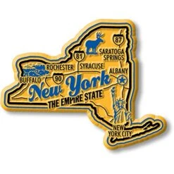 New York Premium State Magnet By Classic Magnets, 3.1" X 2.5", Collectible Souvenirs Made In The USA