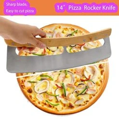 14" Pizza Cutter- Kitchen Tools-Sharp Blade-pizza Slicer-rocker Knife With Protective Lid,With Free Dough Cutter/bowl Scraper,All-wooden Handle,Suitable For Cutting Pizza -Peugeot Shop 51cc0lS4K6L