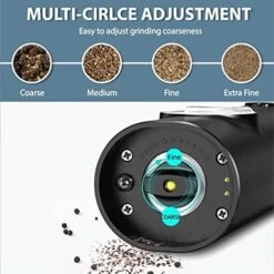 Electric Salt And Pepper Grinder Set Rechageable With Stand - Best Kitchen Gadgets, Spice Mill Grinders, Automatic Recharging Base, One-Hand Operation, Refillable, Great Housewarming Gift -Peugeot Shop 51ccAXoc57L