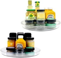 2 Pack Clear Lazy Susan Organizer 13" Plastic Lazy Susan Turntable For Cabinet Rotating Pantry Lazy Susan Cabinet Organizer, Storage Containers For Kitchen, Refrigerator Countertop, Bathroom -Peugeot Shop 51cctjioOrL. AC