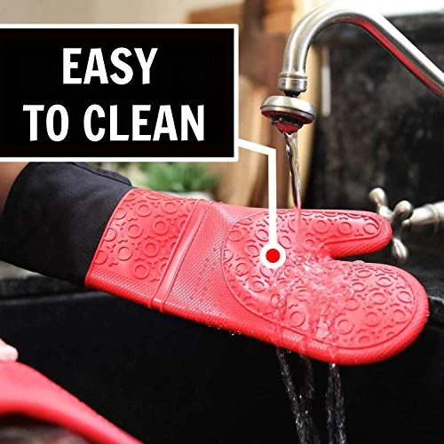 Extra Long Professional Silicone Oven Mitt, Oven Mitts With Quilted Liner, Heat Resistant Pot Holders, Flexible Oven Gloves, Navy Blue, 1 Pair, 14.7 Inch 2 Extra Long Professional Silicone Oven Mitt, Oven Mitts With Quilted Liner, Heat Resistant Pot Holders, Flexible Oven Gloves, Navy Blue, 1 Pair, 14.7 Inch - Image 2