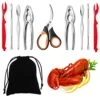 Artcome Seafood Tools Set - 2 Crab Crackers, 2 Lobster Shellers, 2 Seafood Forks, 2 Wide Crab Forks, 1 Seafood Scissors And 1 Storage Bag