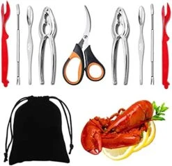 Artcome Seafood Tools Set - 2 Crab Crackers, 2 Lobster Shellers, 2 Seafood Forks, 2 Wide Crab Forks, 1 Seafood Scissors And 1 Storage Bag -Peugeot Shop 51cf0PO2axS. AC