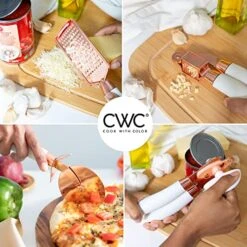 Ith COLOR 7 Pc Kitchen Gadget Set Copper Coated Stainless Steel Utensils With Soft Touch White Handles -Peugeot Shop 51cgLzZFUHL